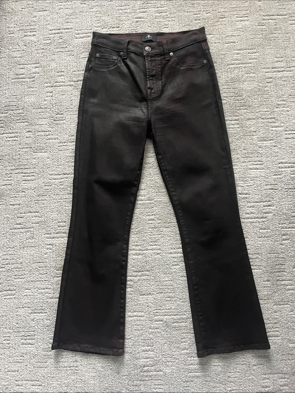 7 For All Mankind Women’s Brown Flared Jeans (leatherized)